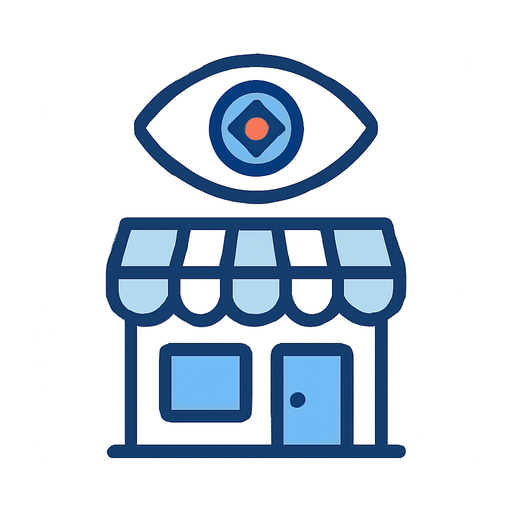 Ilustración del flow Monitor de competencia: una tienda con un ojo atento encima