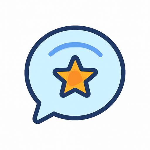 Ilustración del flow Solicitud de reseña: un bocadillo de conversación con una estrella